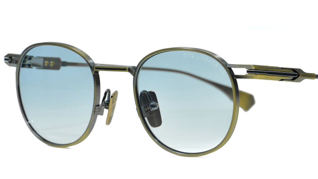DITA メガネEdinburghツートンメガネ極太セル高級老眼鏡0.5弱老眼 LINEAGE.68 Antique Yellow Gold Shiny Silver DTX205 A 01 – 岡山眼鏡店